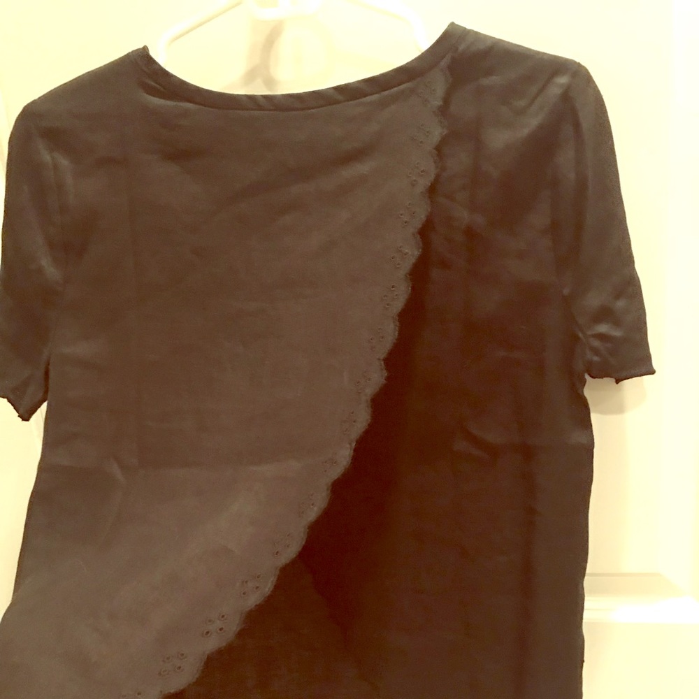 J Crew open back linen short sleeve top